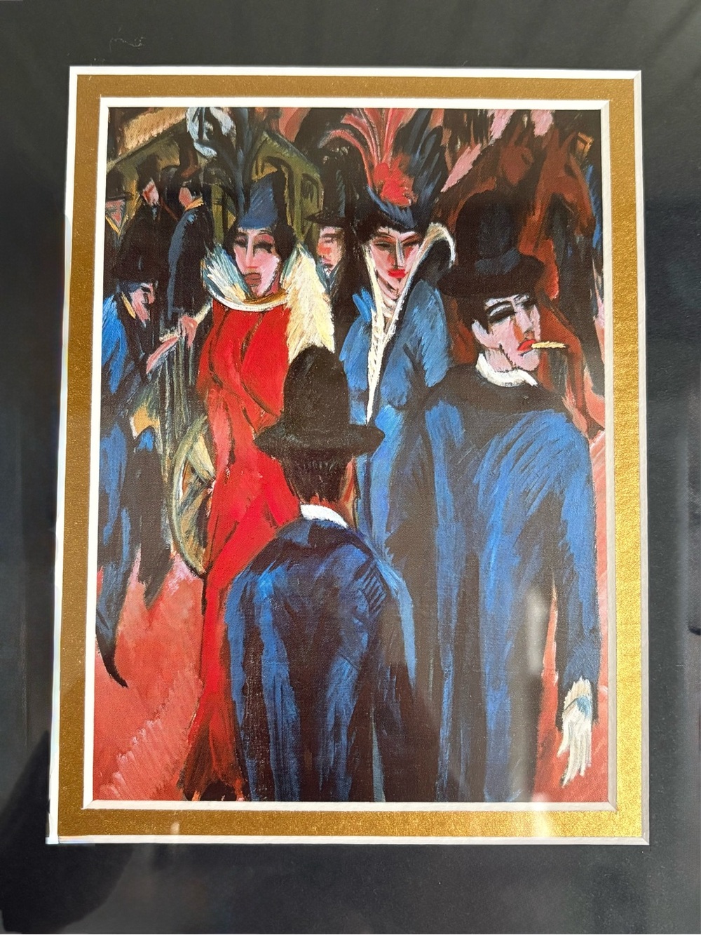 Ernst Ludwig Kirchner “Berlin Street Scene” Print in Gold Frame Expressionism - Picture 2 of 13
